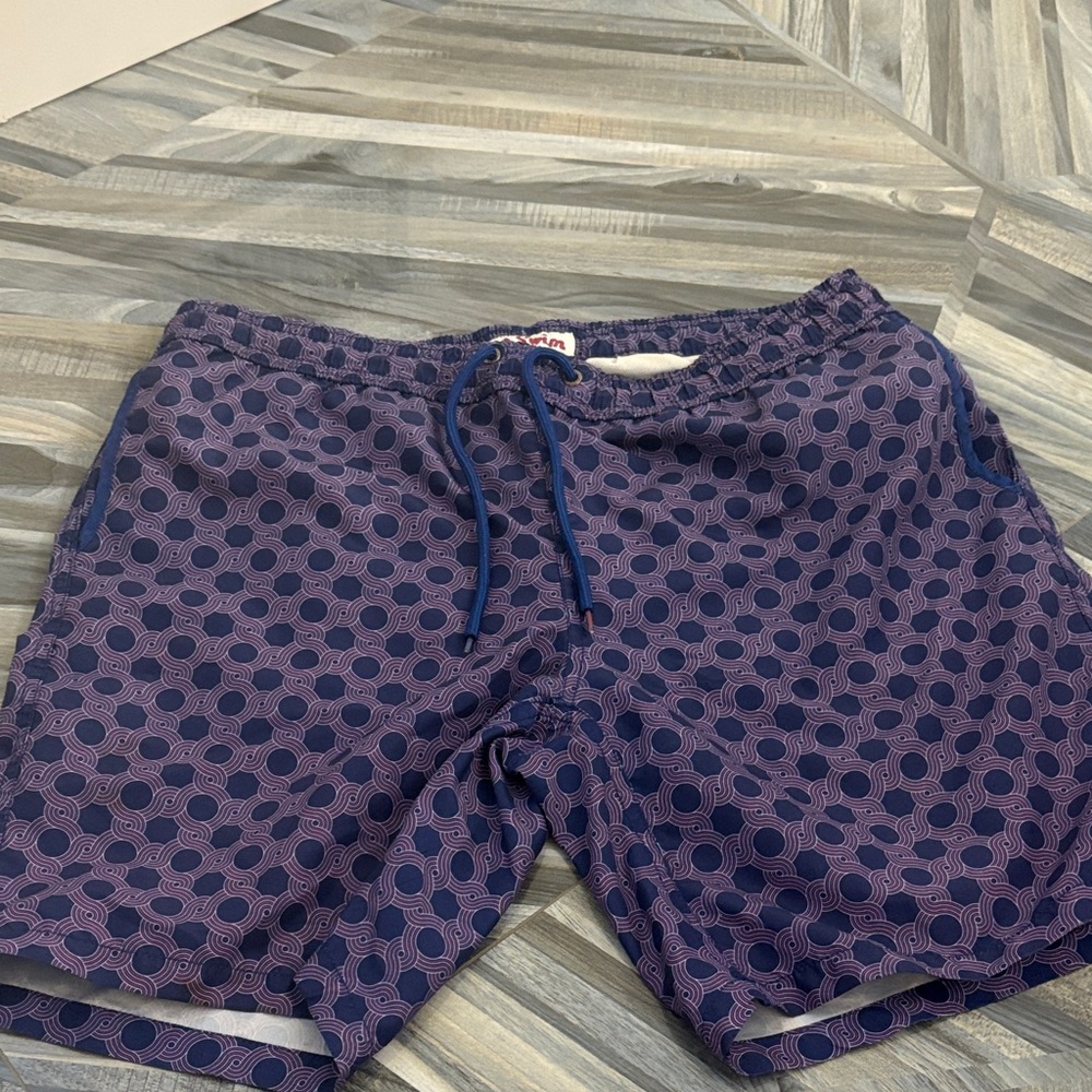 Mr.Swim Blue and Purple Geometric Swim Trunks